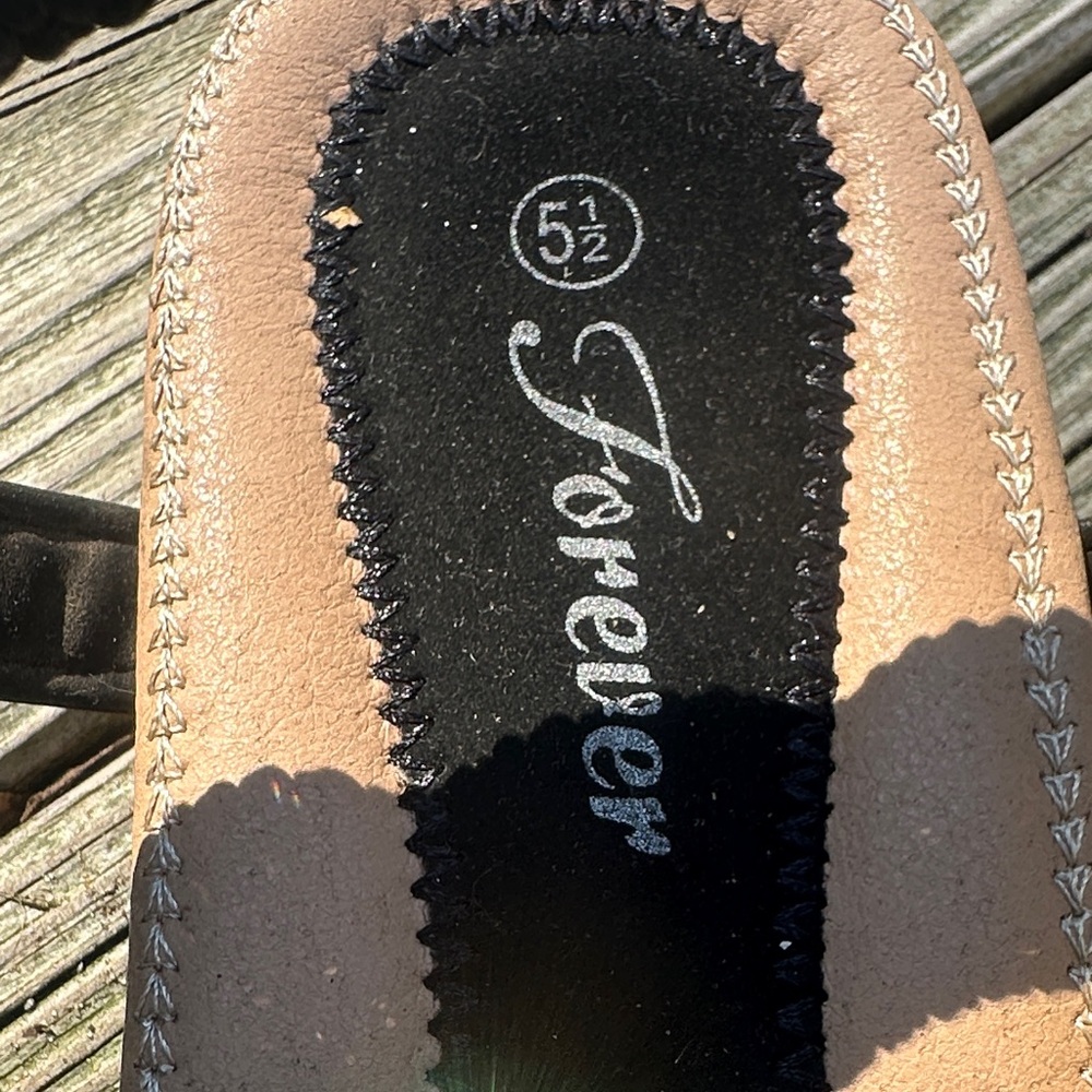 Forever 21 Black and Beige Rhinestone Sandals - Picture 2 of 5